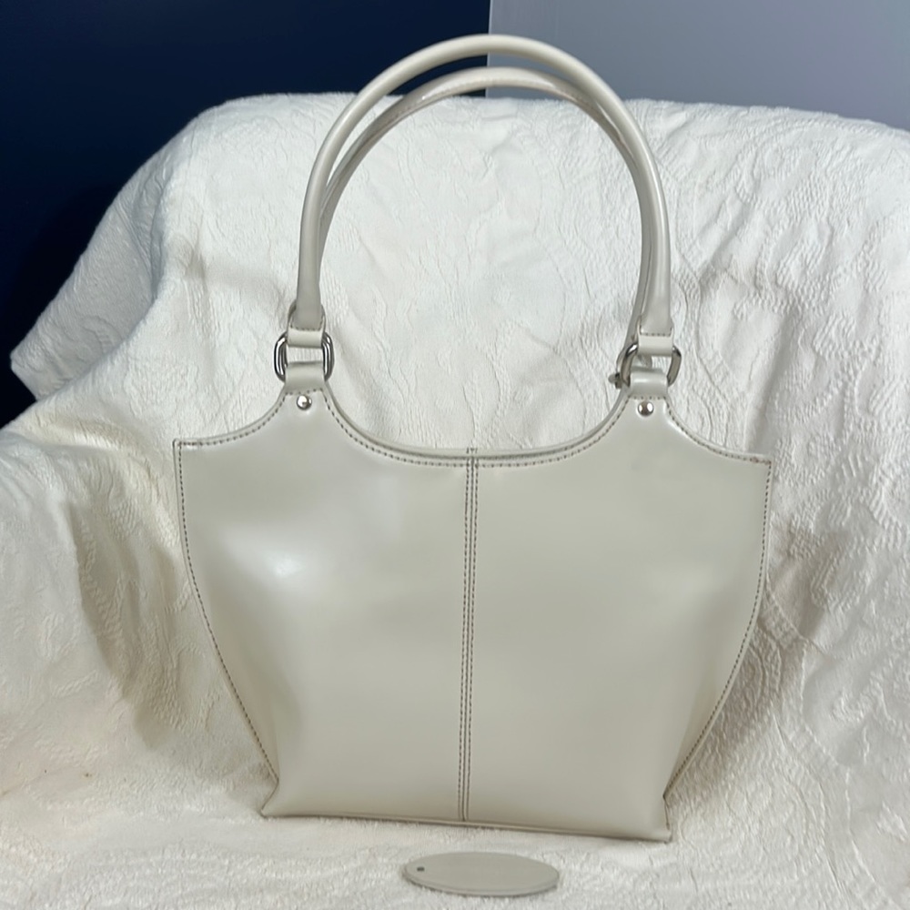 Wilson’s Leather Satchel Cream Purse 12-1/2x10”x4”